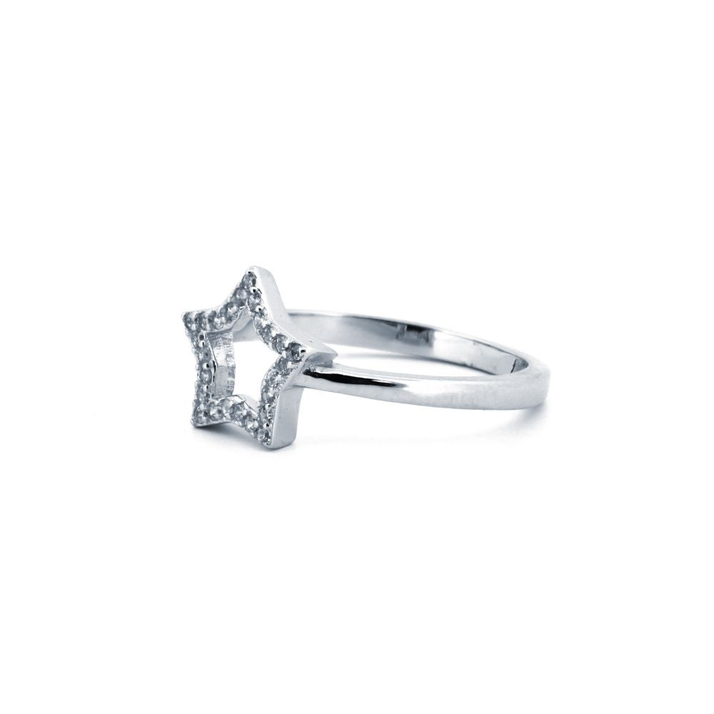 925 Silver Rhodium Cubic Zirconia Set Dress Ring