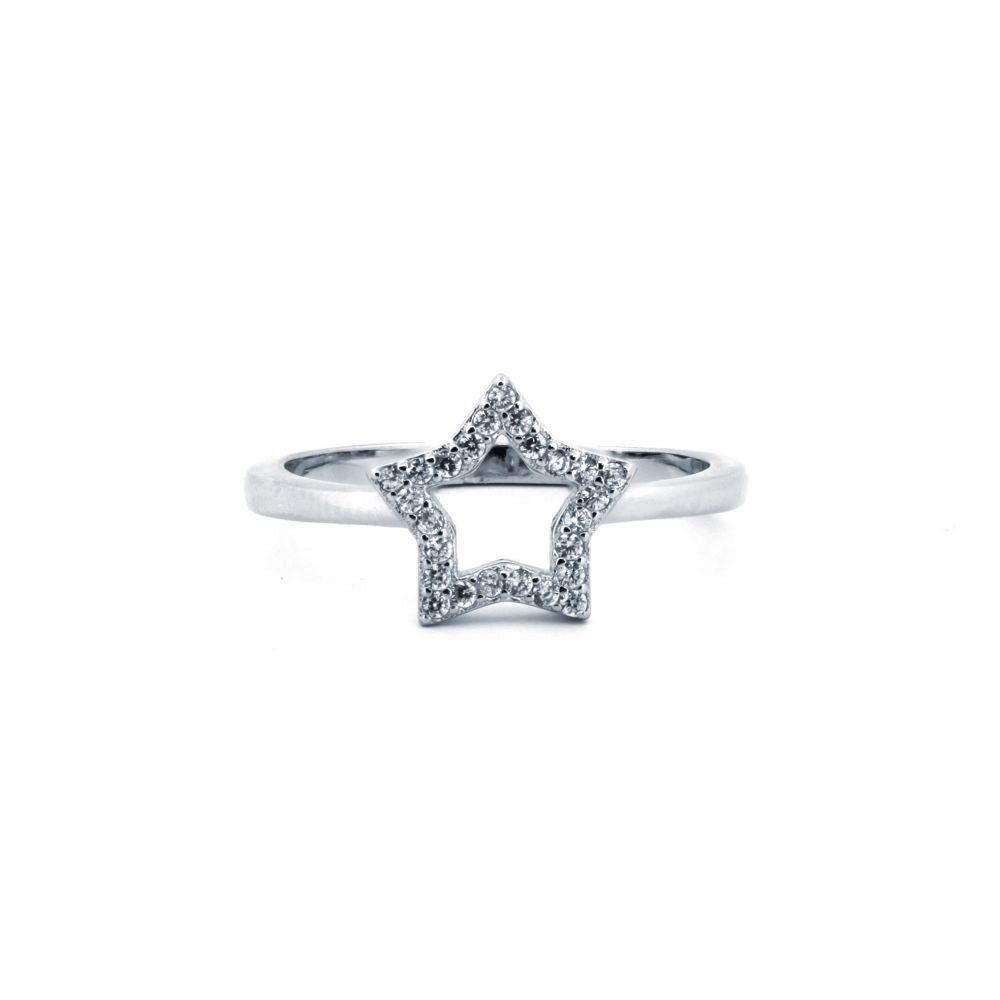 925 Silver Rhodium Cubic Zirconia Set Dress Ring
