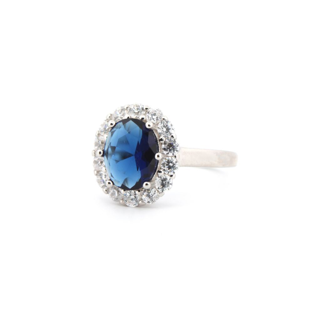 925 Silver Rhodium Cubic Zirconia Set Dress Ring