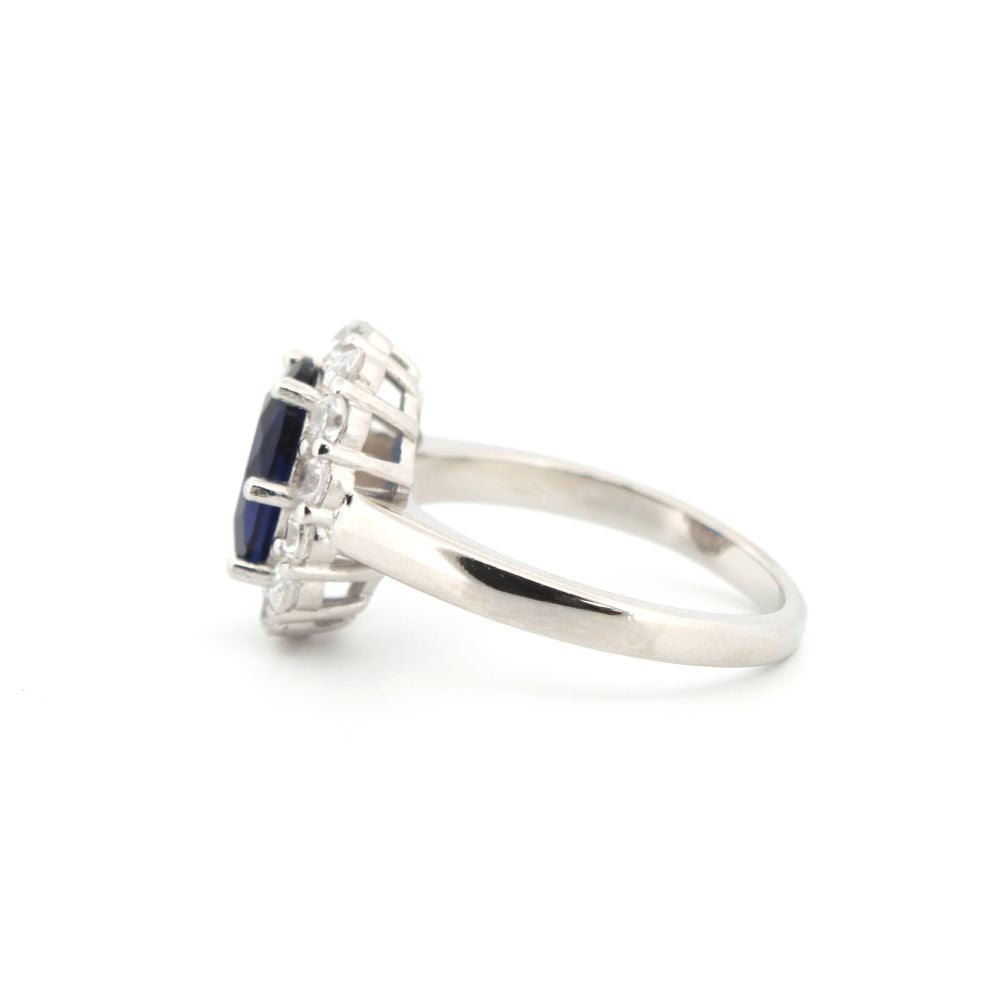 925 Silver Rhodium Cubic Zirconia Set Dress Ring
