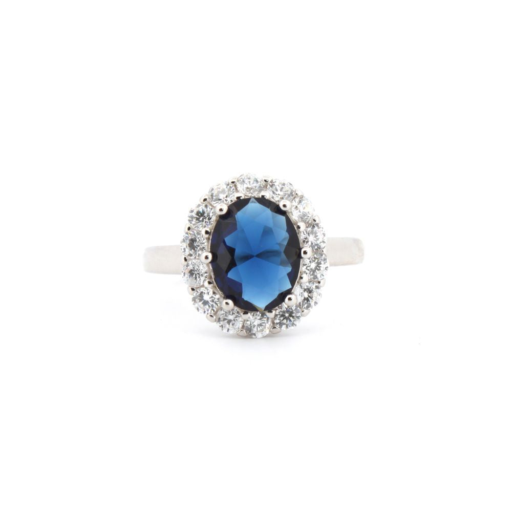 925 Silver Rhodium Cubic Zirconia Set Dress Ring