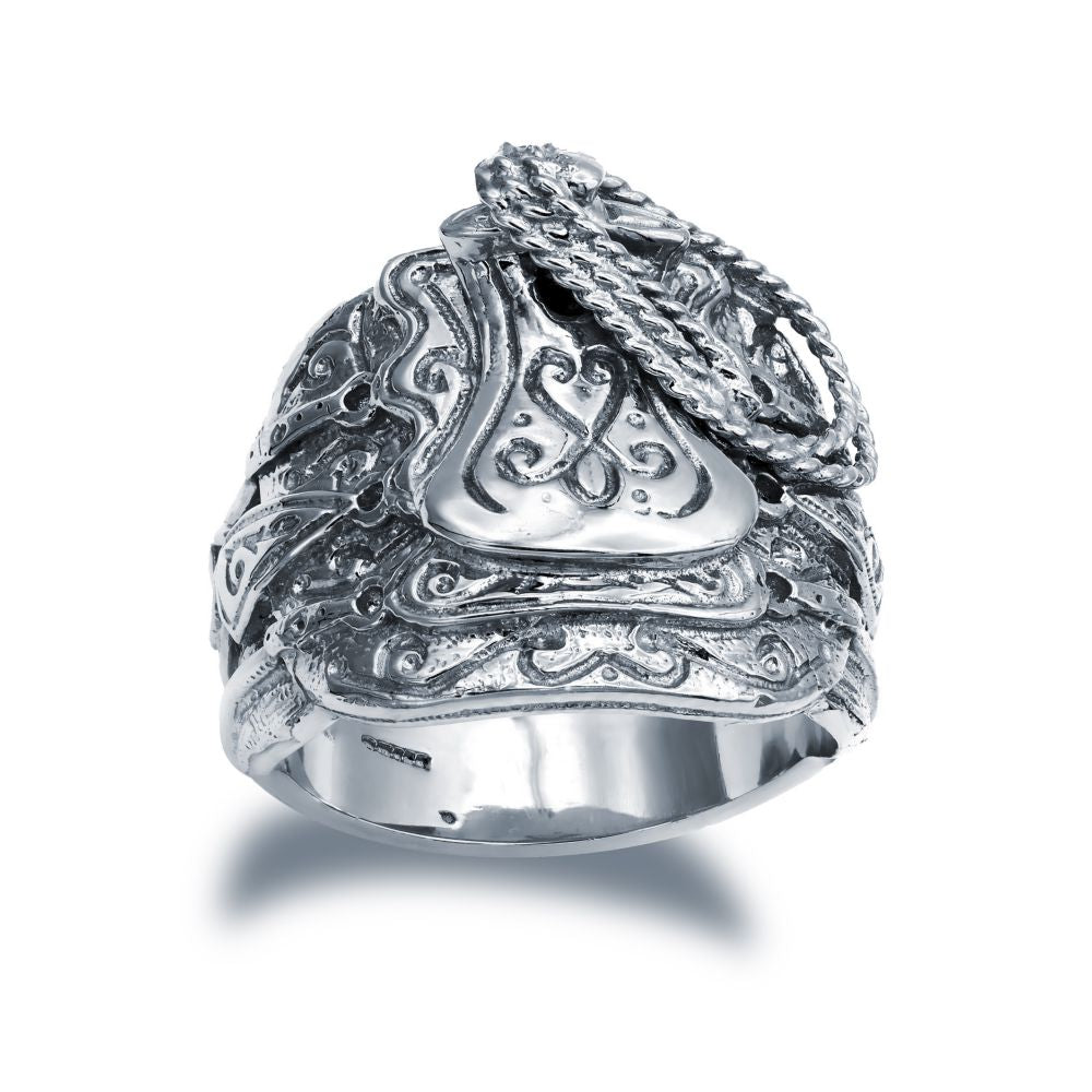 ARN204 | 925 Sterling Silver hand finished heavy weight saddle ring