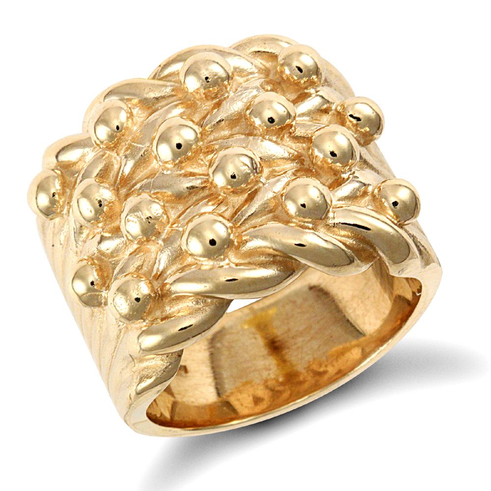 ARN205-GP | 925 Sterling Silver hand finished super premium weight 4 row keeper ring with roped edges