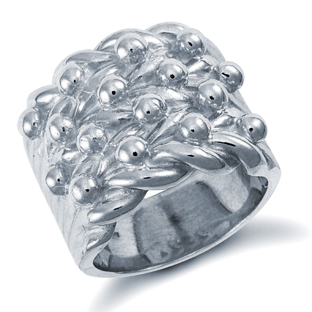 ARN205 | 925 Sterling Silver hand finished super premium weight 4 row keeper ring with roped edges