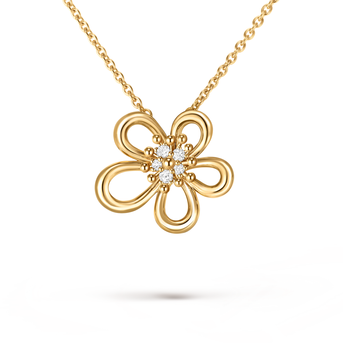 Van Cleef & Arpels Diamond Flowerlace Pendant 18K Yellow Gold