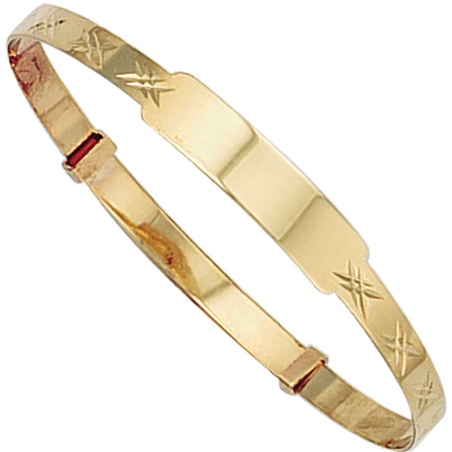 Yellow Gold D/C Expandable ID Baby Bangle - 9ct Gold