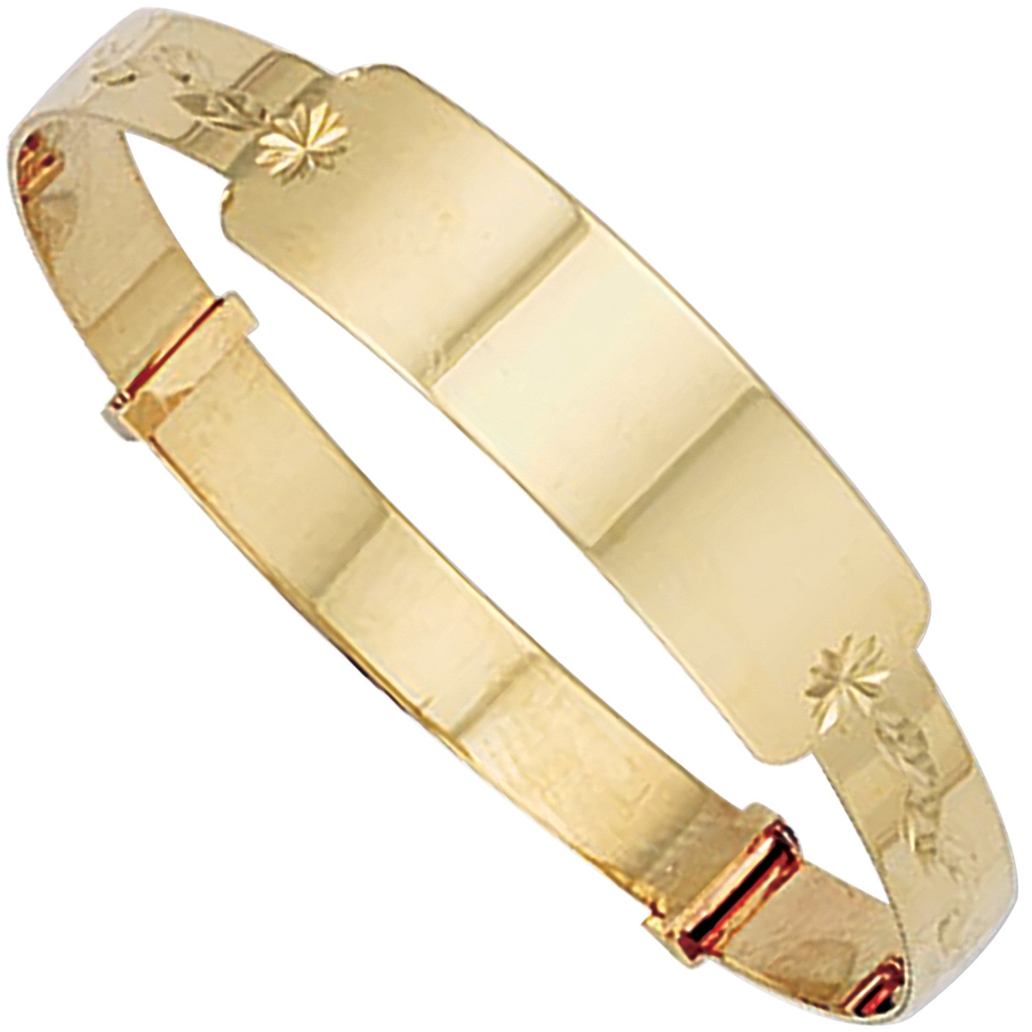 Yellow Gold D/C Expandable ID Baby Bangle - 9ct Gold