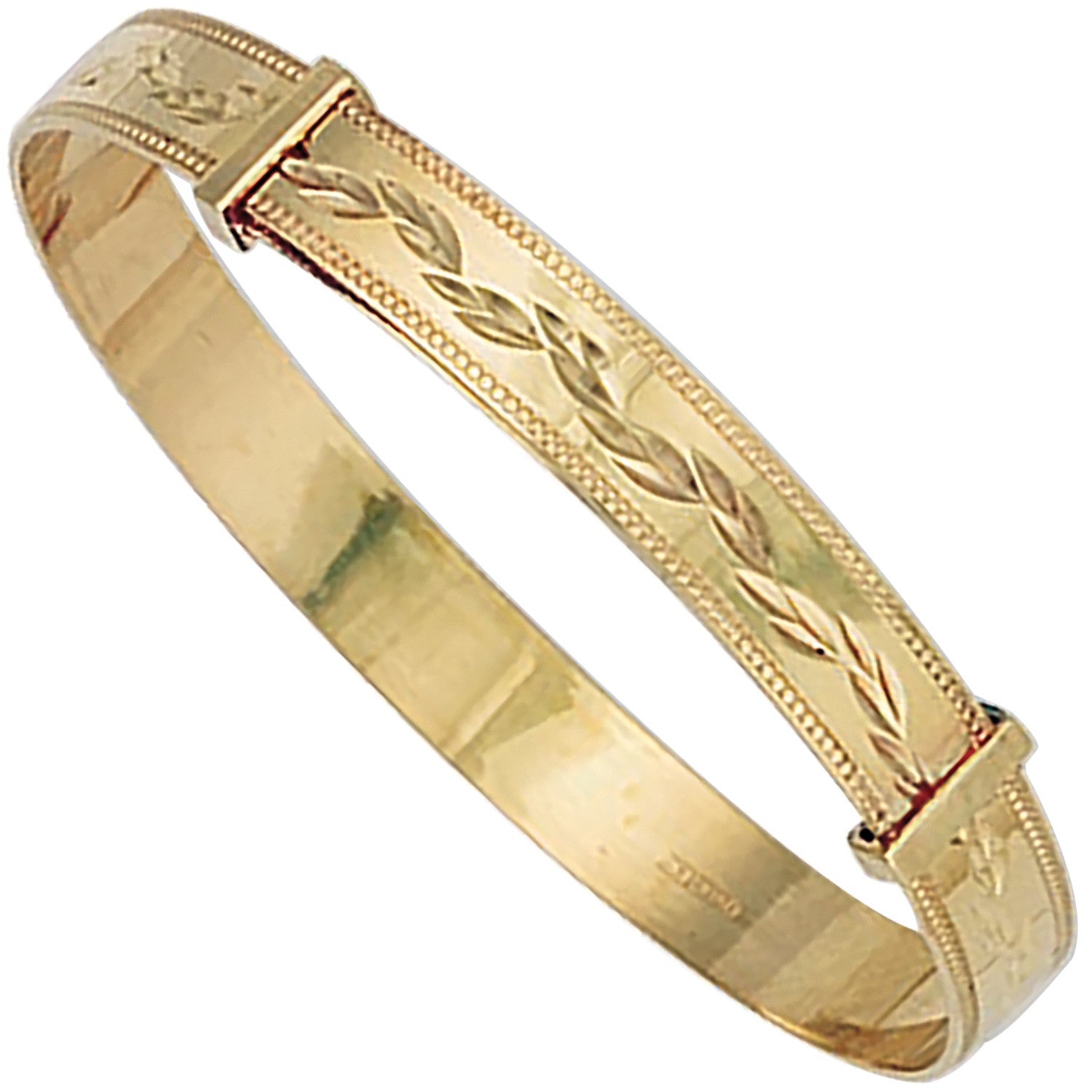 Yellow Gold D/C Expandable Baby Bangle - 9ct Gold