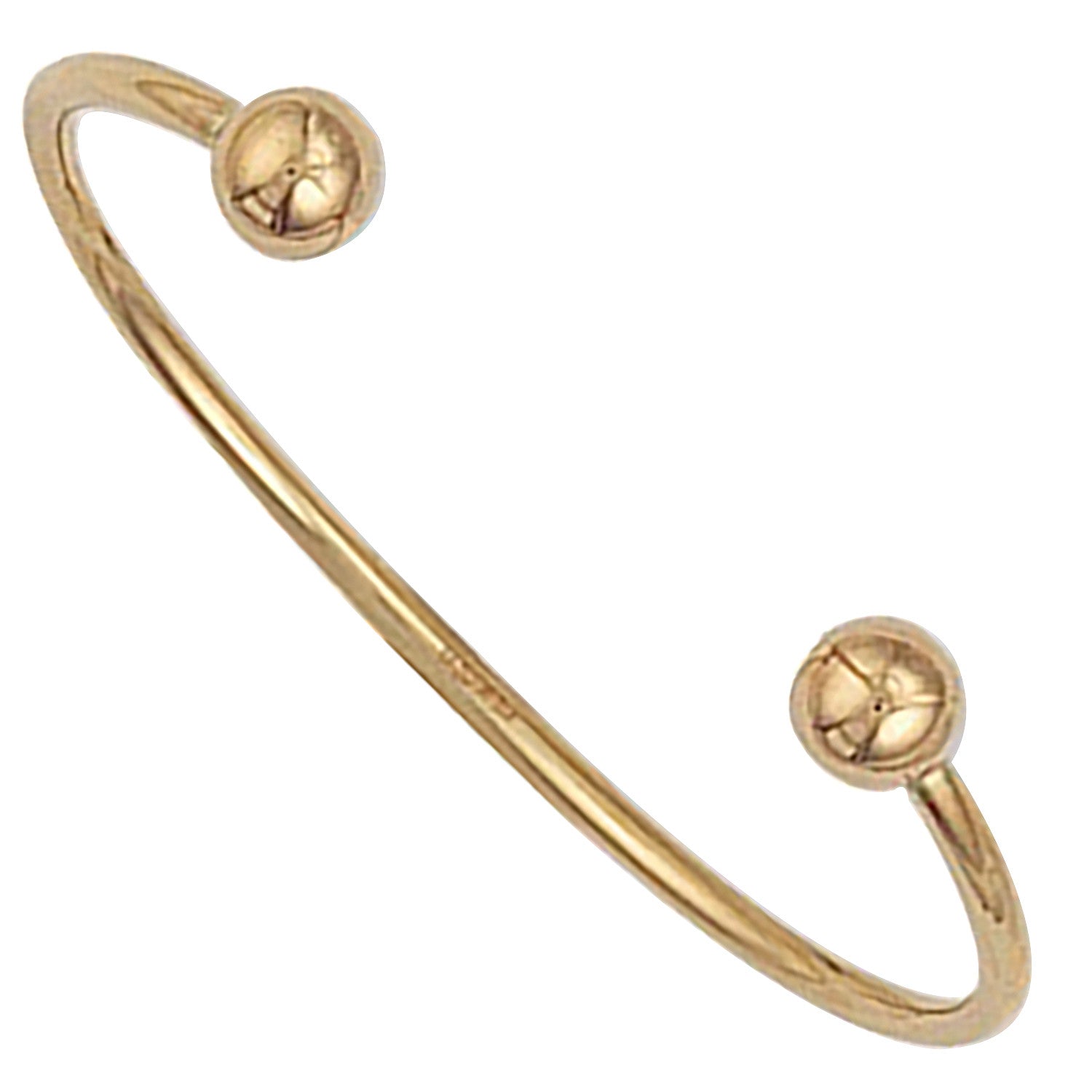 Yellow Gold Hollow Baby Torque Bangle - 9ct Gold