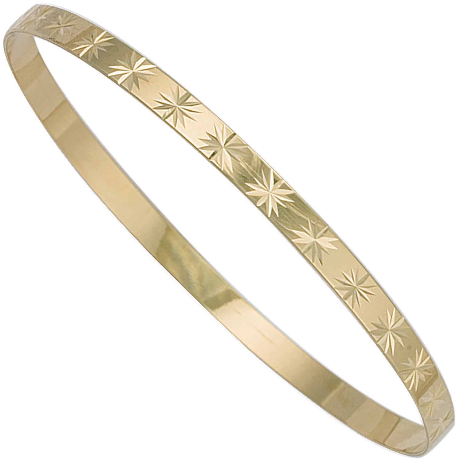 Yellow Gold 4mm D/C Slave Bangle - 9ct Gold