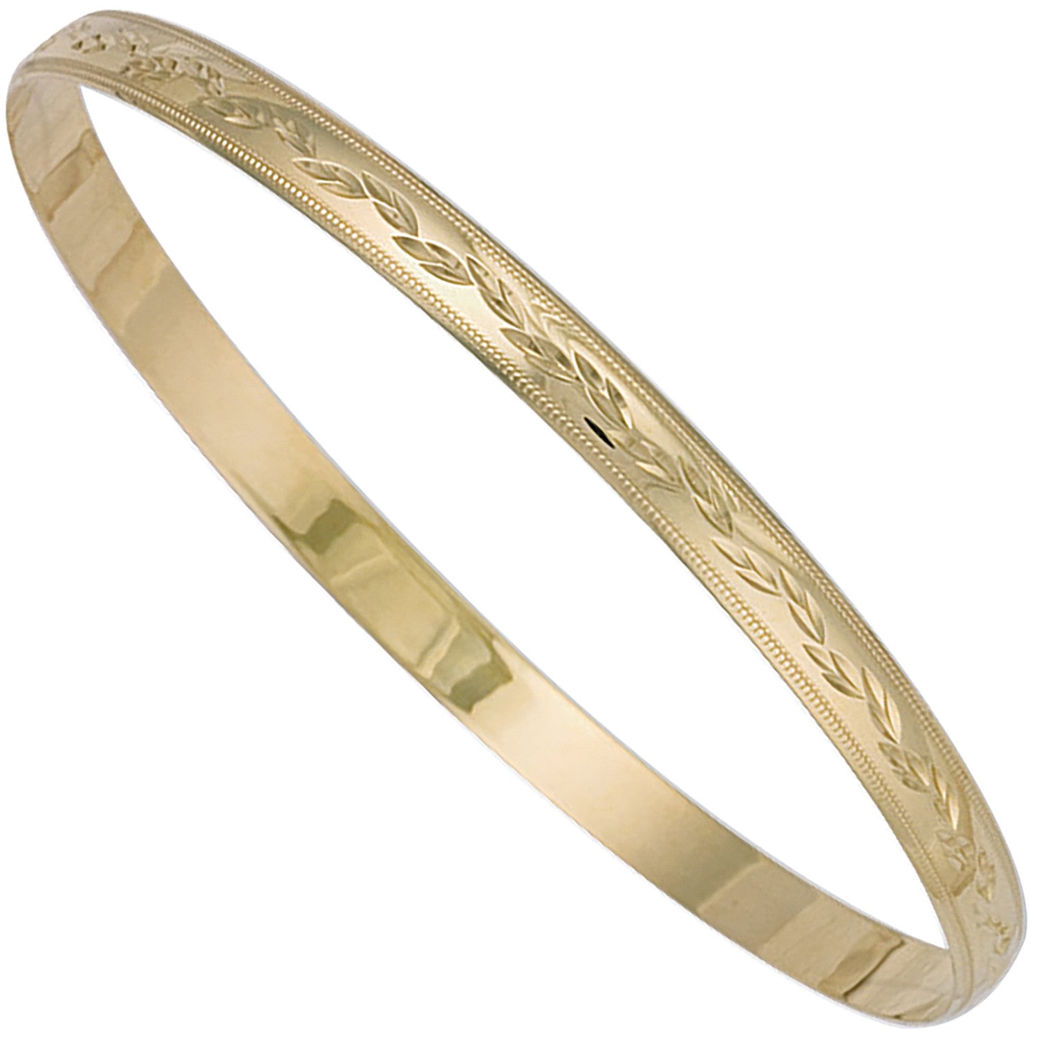 Yellow Gold 5mm D/C D - Shaped Slave Bangle - 9ct Gold