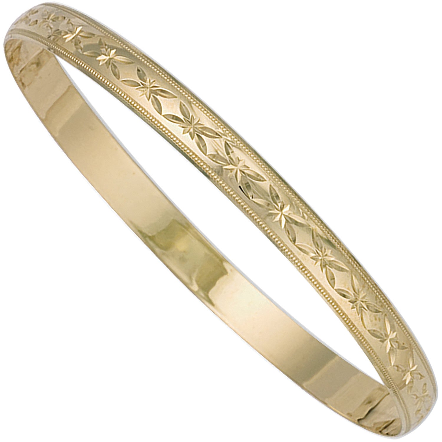 Yellow Gold 6mm D/C D - Shaped Slave Bangle - 9ct Gold