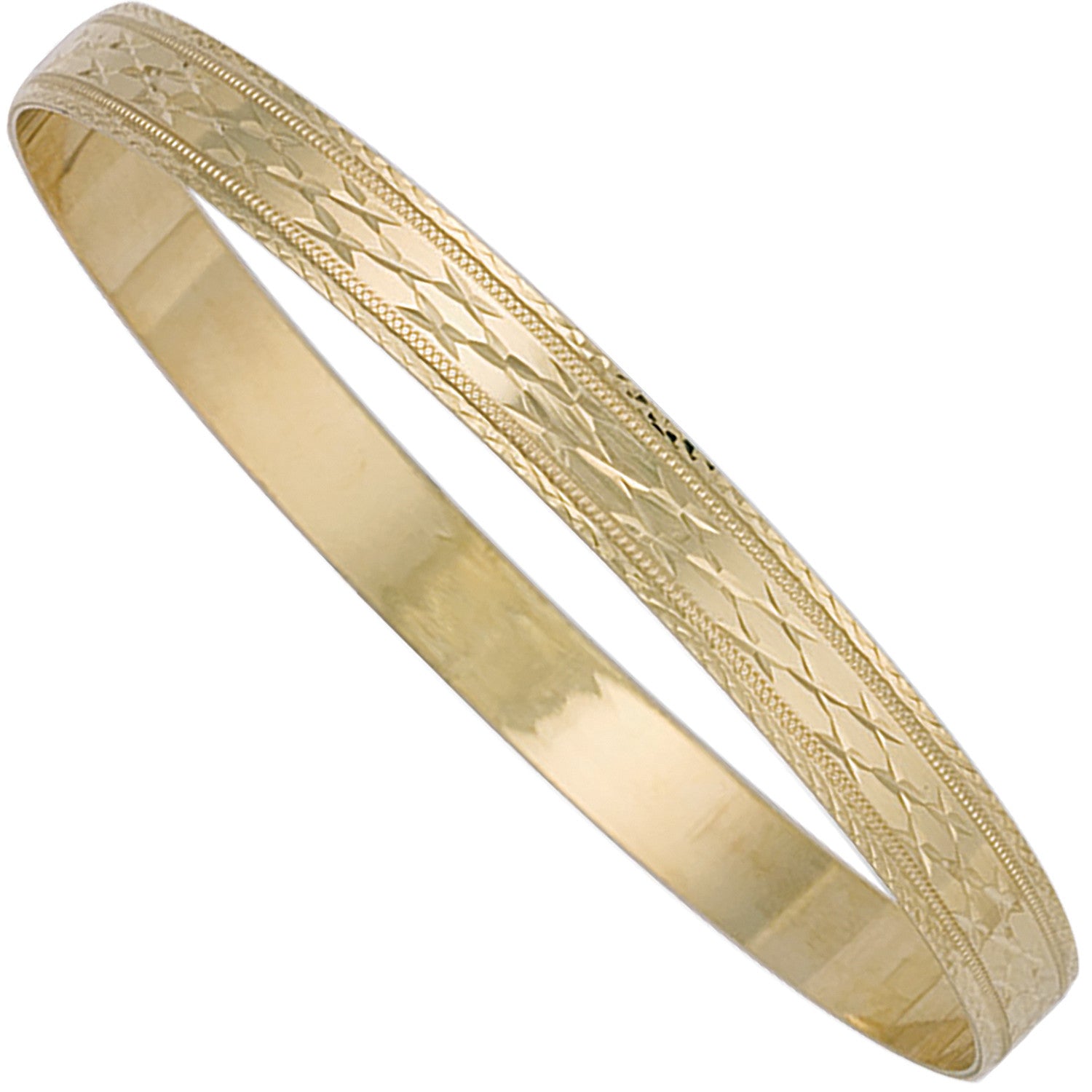 Yellow Gold 6mm D/C Slave Bangle - 9ct Gold