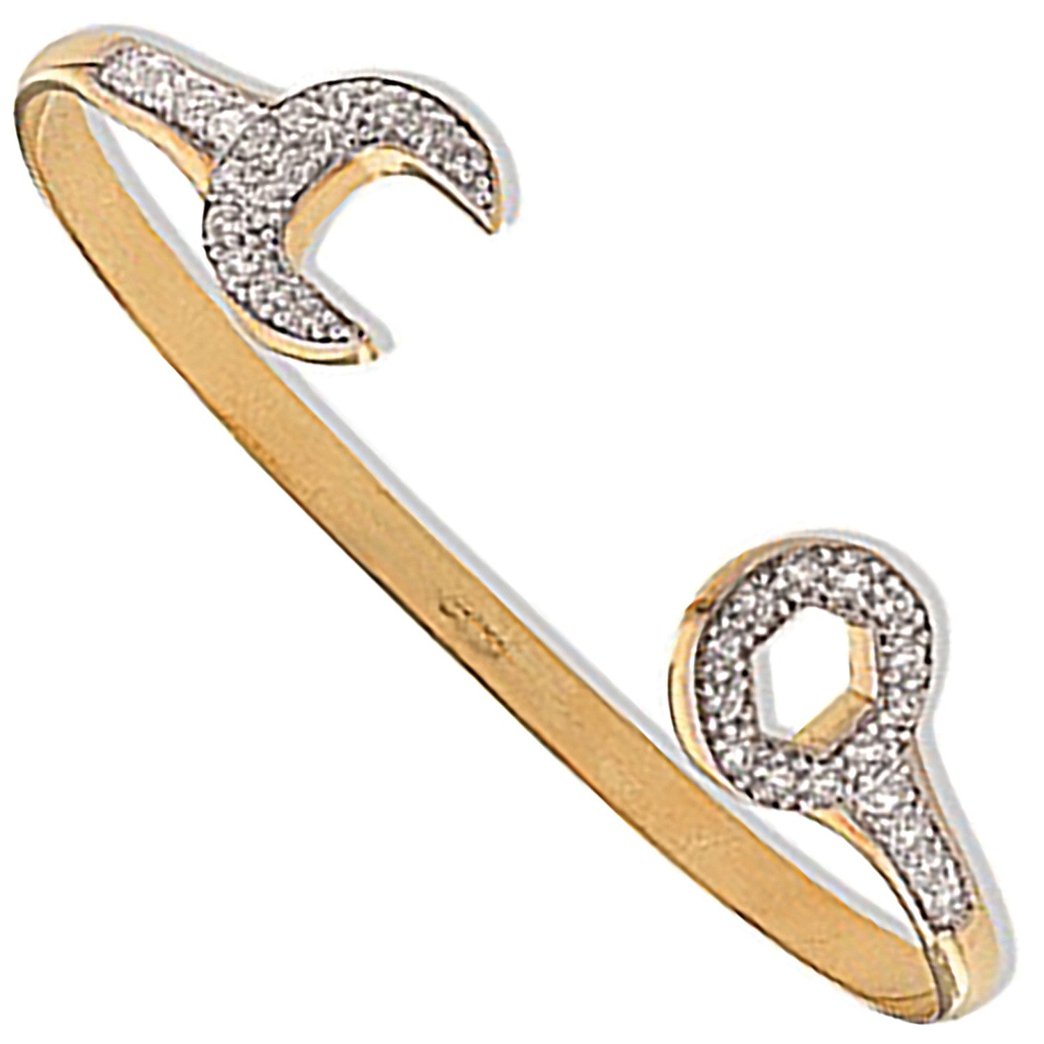 Yellow Gold Baby Cubic Zirconia Spanner Bangle - 9ct Gold
