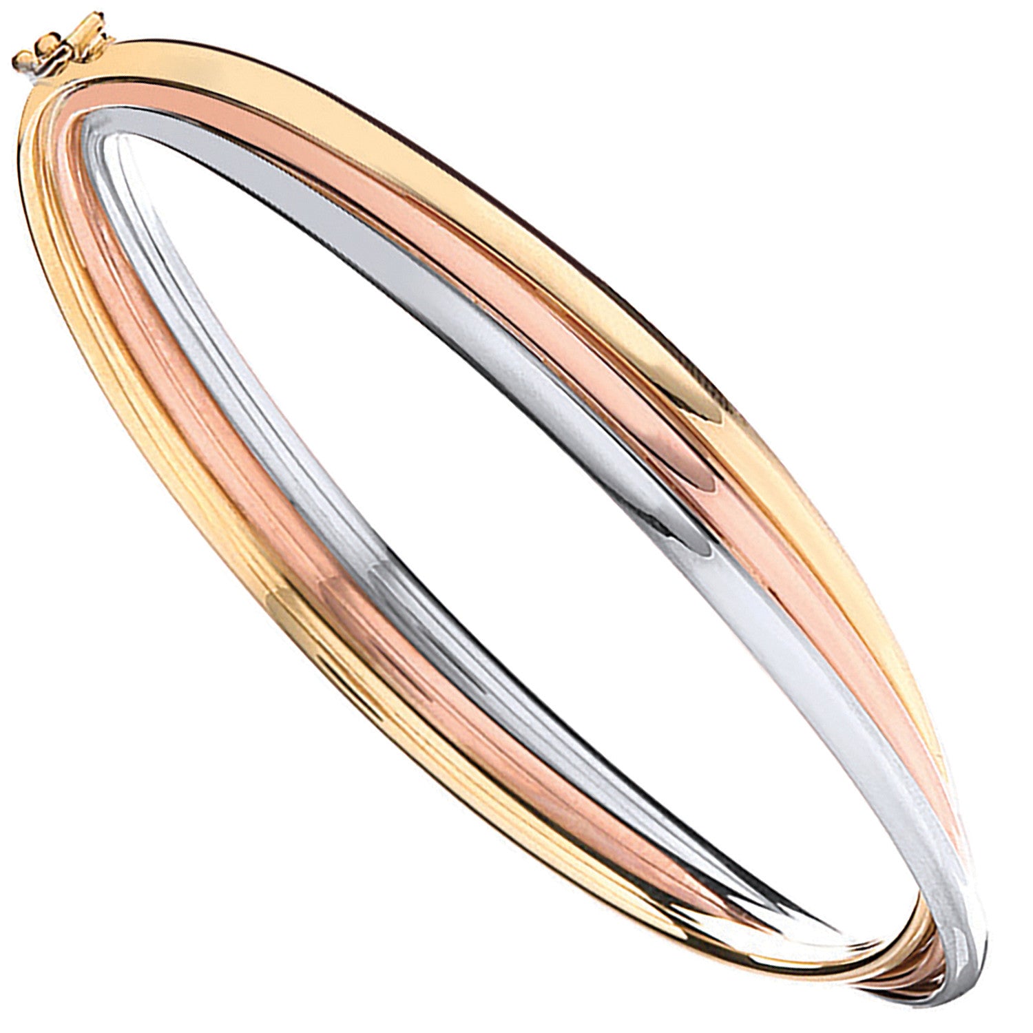 Yellow White & Rose Gold Russian Wedding Bangle - 9ct Gold
