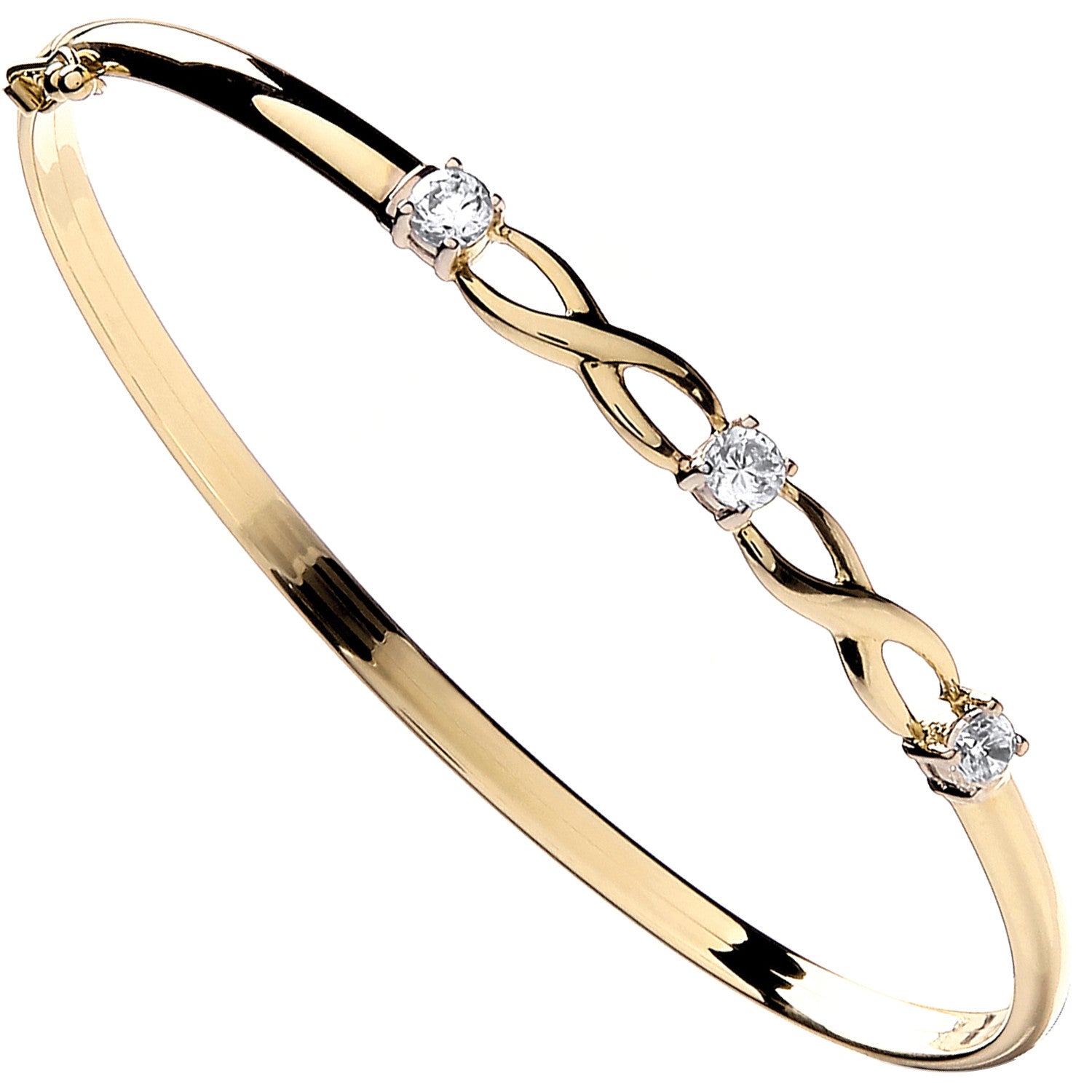 Yellow Gold Cubic Zirconia Bangle - 9ct Gold