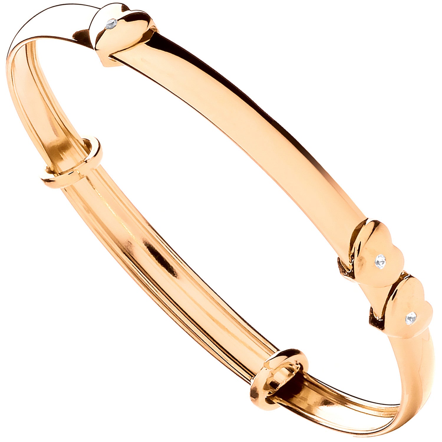 Yellow Gold Expandable Baby Bangle with Floating Cubic Zirconia Heart - 9ct Gold