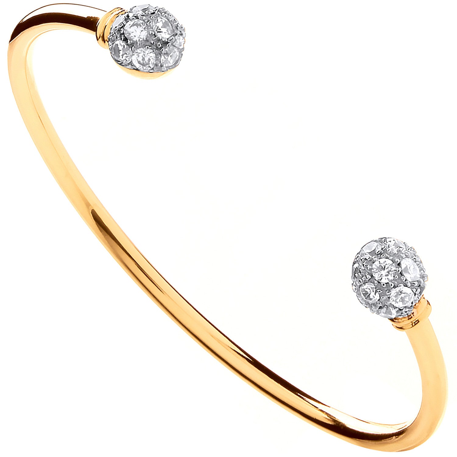 Yellow Gold Cubic Zirconia Ladies Torque Bangle - 9ct Gold