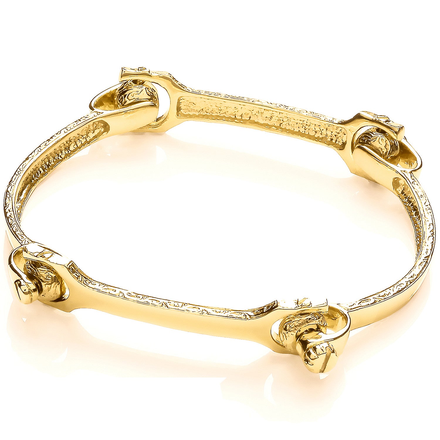 Yellow Gold 4 Piece Bone Ladies Bangle - 9ct Gold