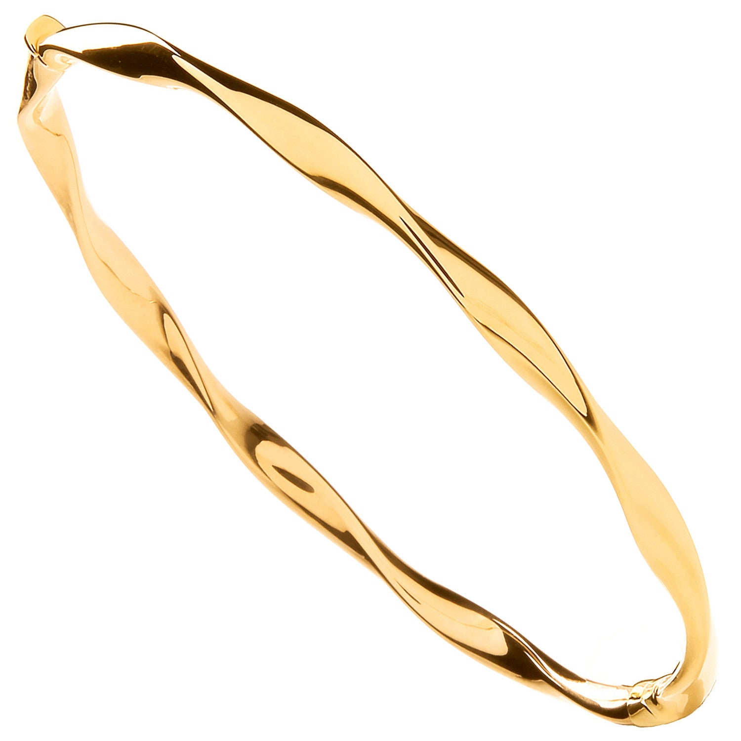 Yellow Gold Hollow Twist Ladies Bangle - 9ct Gold