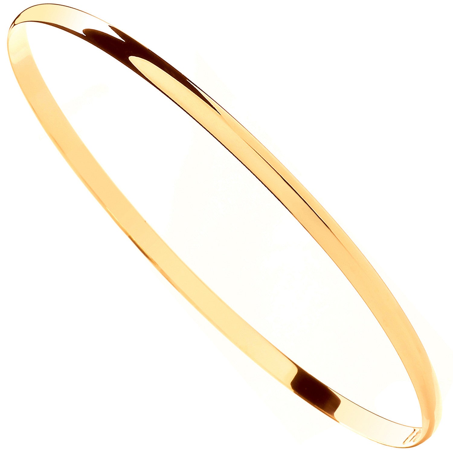 Yellow Gold 3mm Plain D-shape Ladies Bangle - 9ct Gold