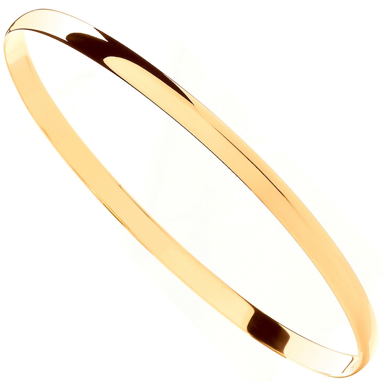 Yellow Gold 4mm Plain D-shape Ladies Bangle - 9ct Gold