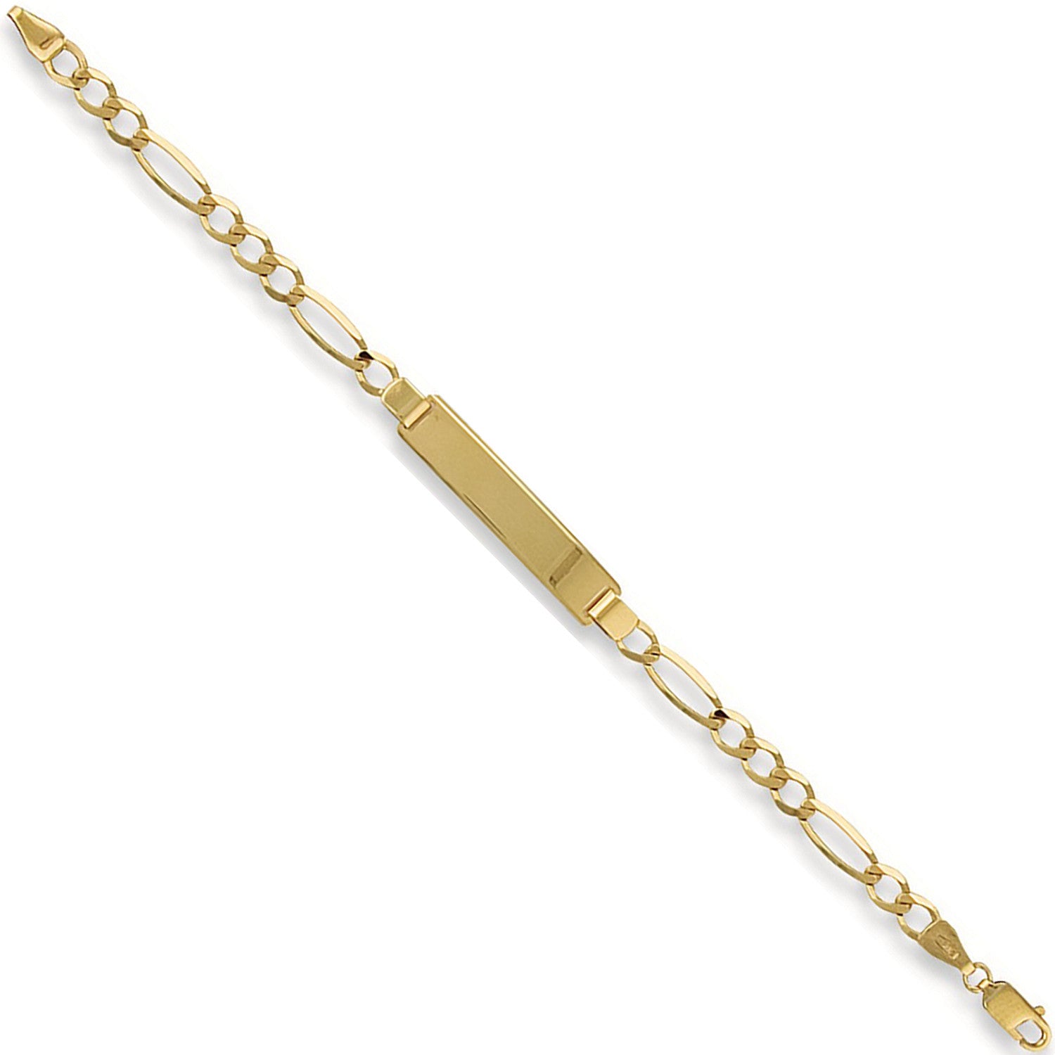 Yellow Gold Baby/Ladies Figaro ID Bracelet - 9ct Gold
