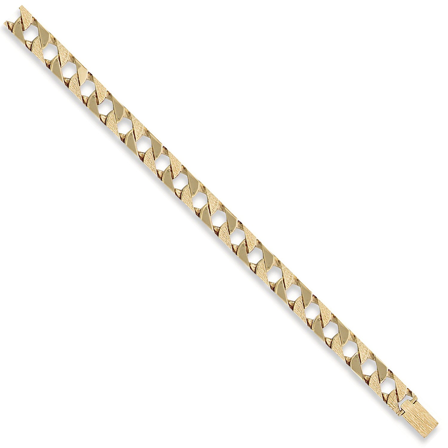 Yellow Gold 12mm Plain & Bark Casted Curb Bracelet - 9ct Gold