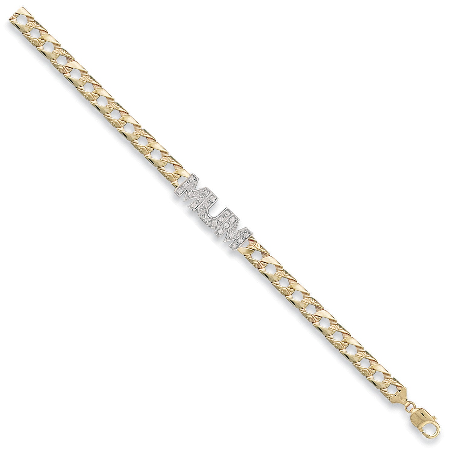 Yellow Gold Casted Cubic Zirconia Mum Bracelet - 9ct Gold