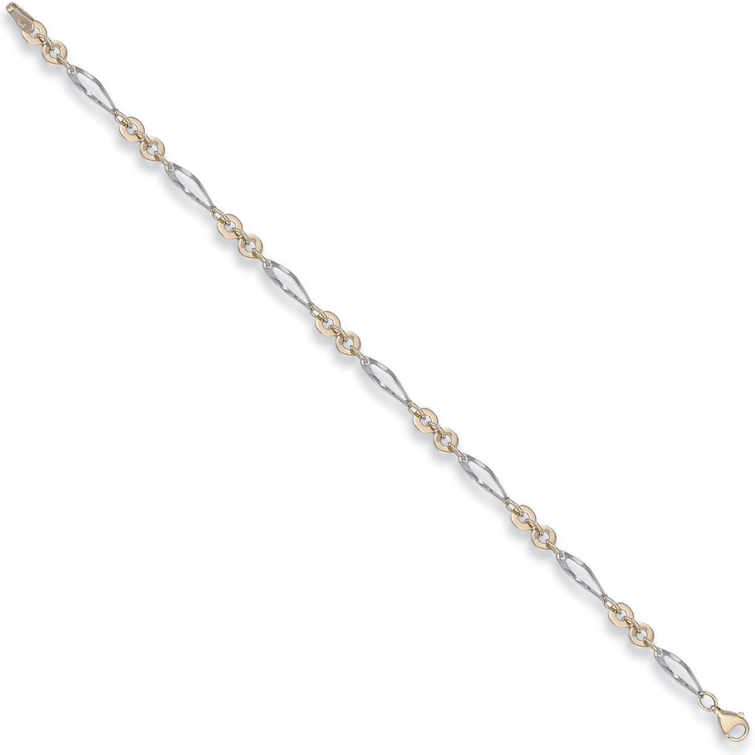 White & Yellow Gold Fancy Bracelet - 9ct Gold