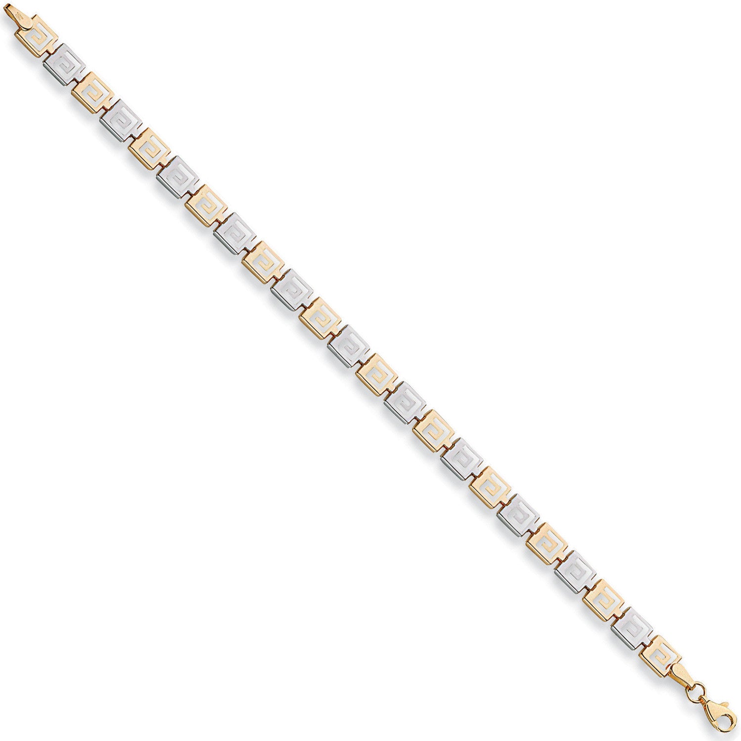 White & Yellow Gold 6mm Greek Key Bracelet - 9ct Gold