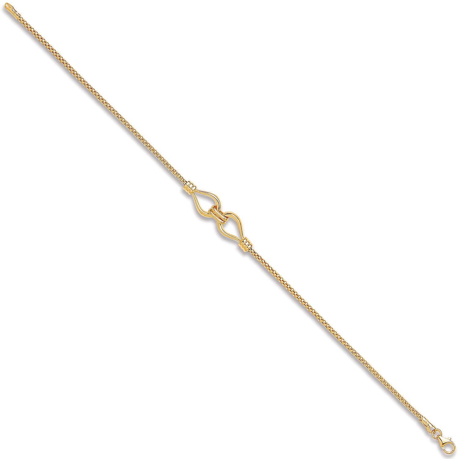 Yellow Gold T Double Hook Ladies Bracelet - 9ct Gold