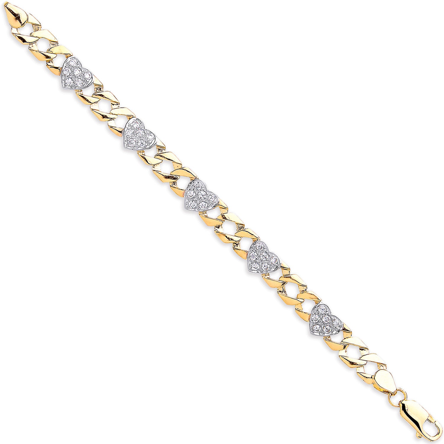 Yellow Gold Baby Cubic Zirconia Heart Bracelet - 9ct Gold