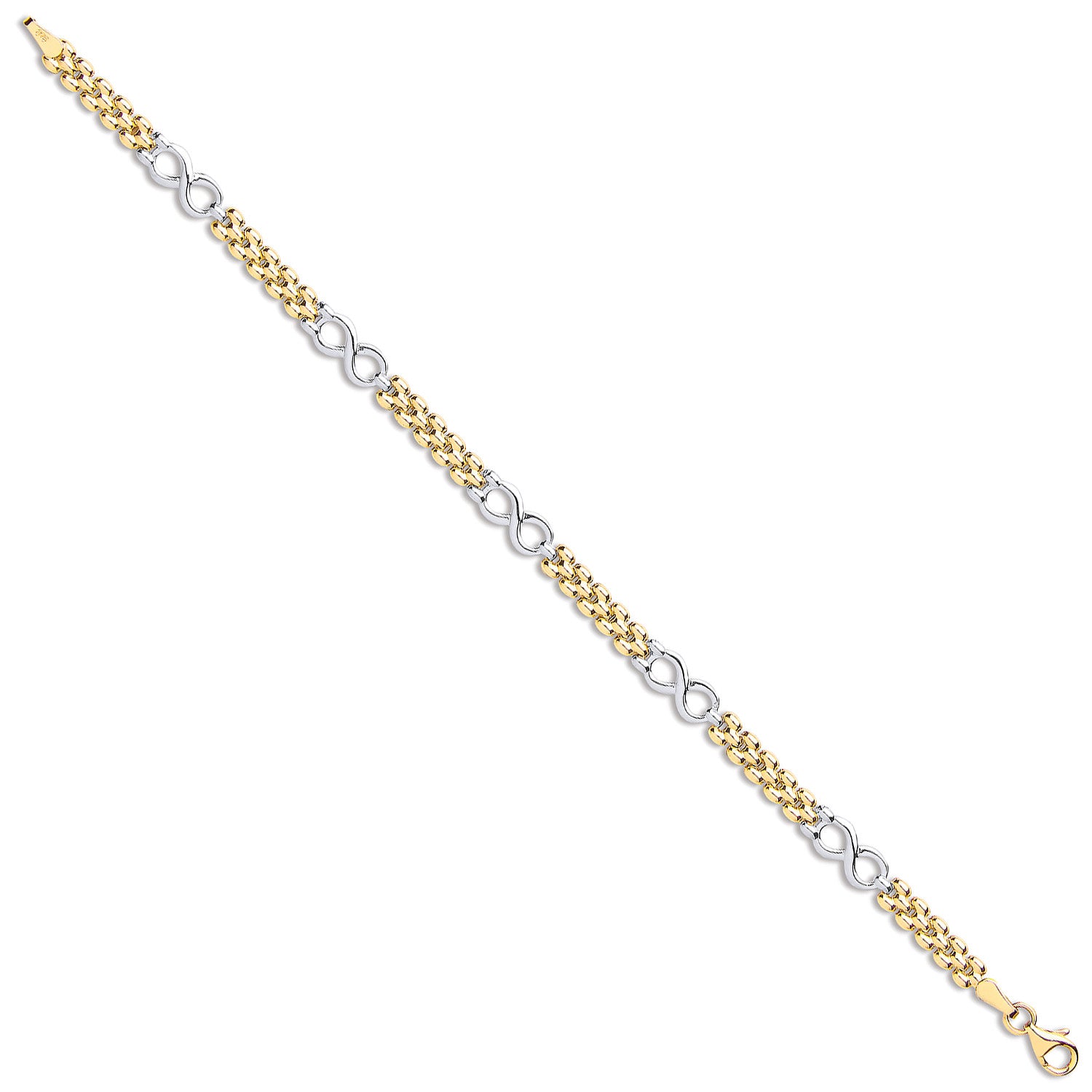Yellow & White Gold Eternity Fancy Link Ladies Bracelet - 9ct Gold