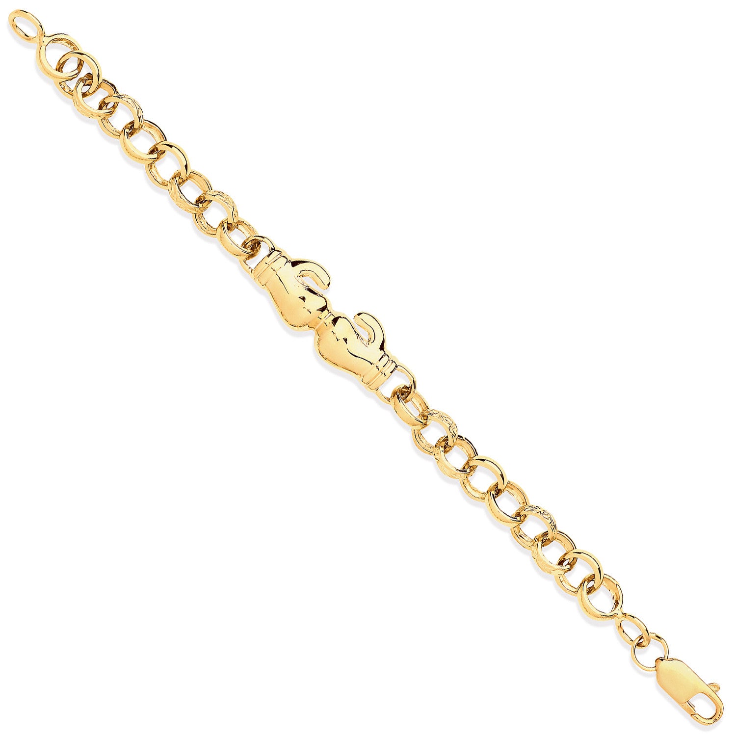Yellow Gold Belcher Links Boxing Gloves Baby Bracelet - 9ct Gold