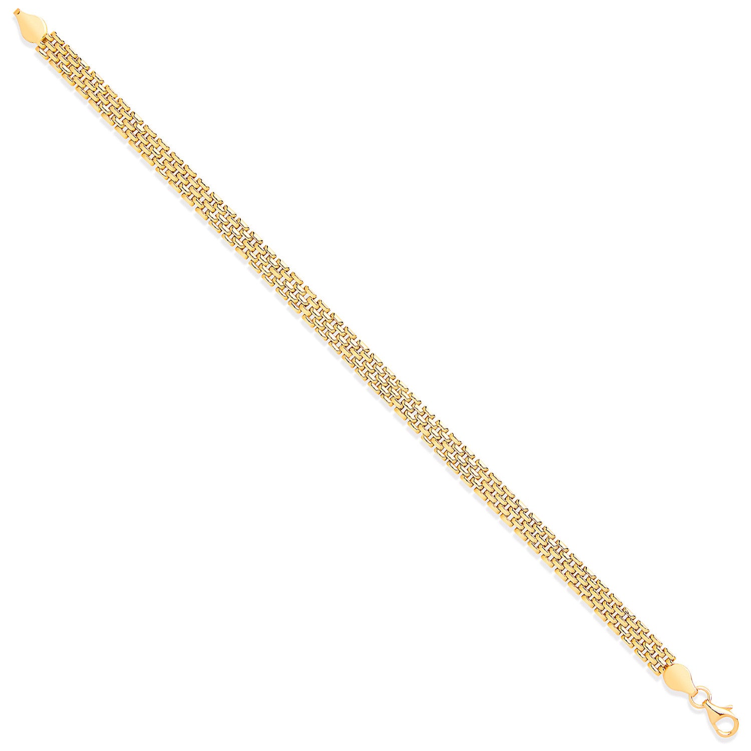 Yellow Gold Panther Link 5 Row Ladies Bracelet - 9ct Gold