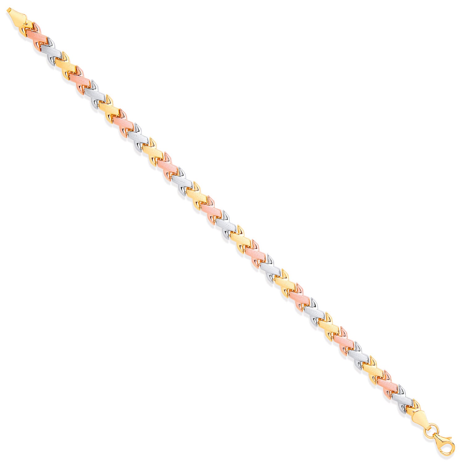 White, R & Yellow Gold Kisses Ladies Bracelet - 9ct Gold