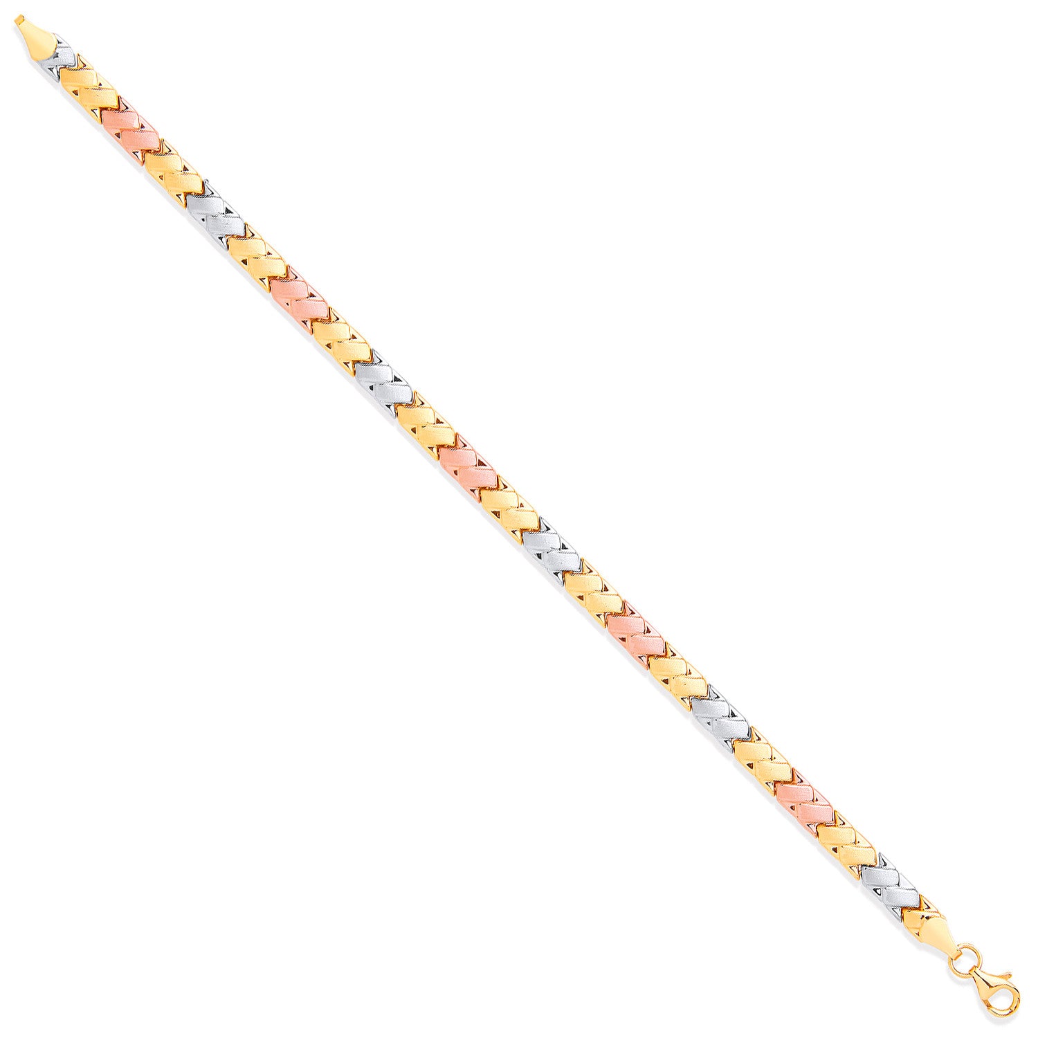 White, R & Yellow Gold Double Kisses Ladies Bracelet - 9ct Gold