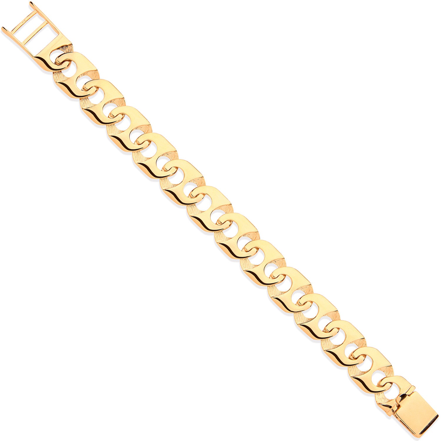 Yellow Gold 16mm Anchor Link Gents Bracelet - 9ct Gold