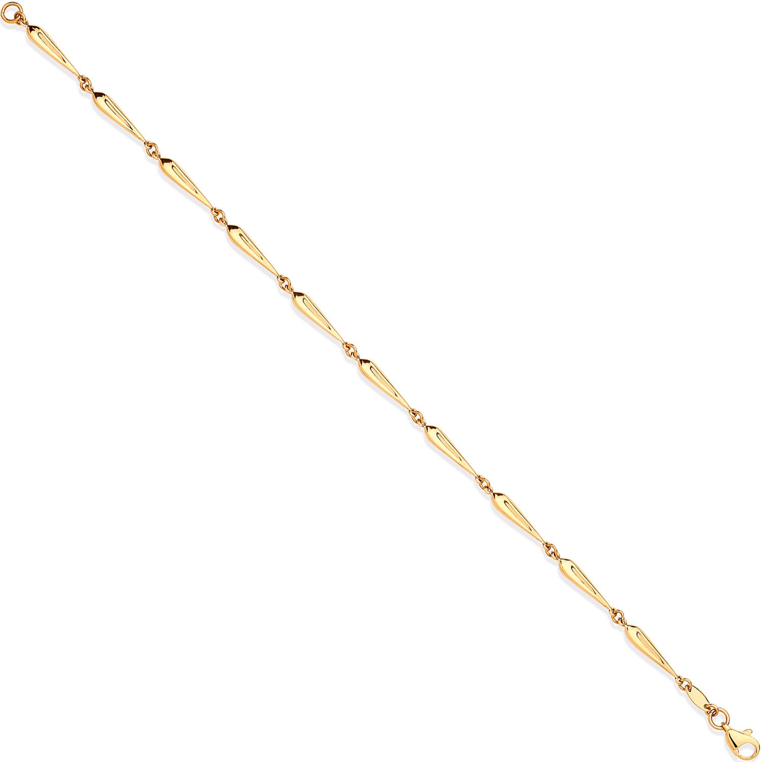 Yellow Gold Elongated Teardrop Link Ladies Bracelet - 9ct Gold