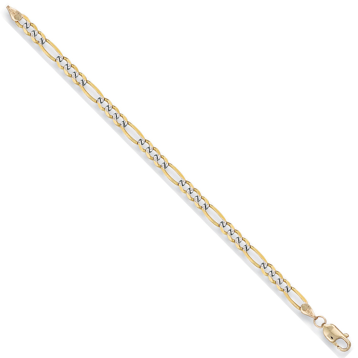 Yellow Gold Rhodium Plated 3.7mm Figaro Chain - 9ct Gold