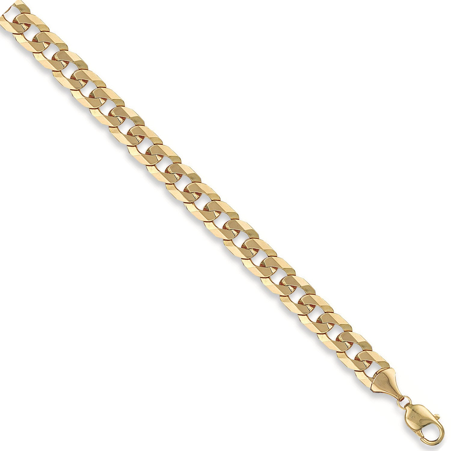 Yellow Gold 10mm Flat Curb Chain - 9ct Gold
