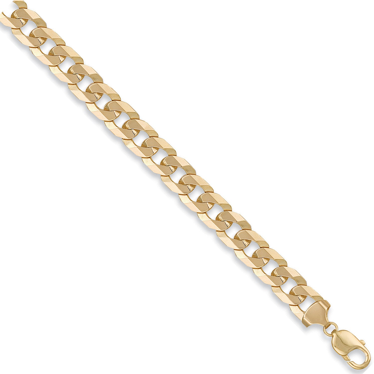 Yellow Gold 12.0mm Flat Curb Bracelet/Chain - 9ct Gold