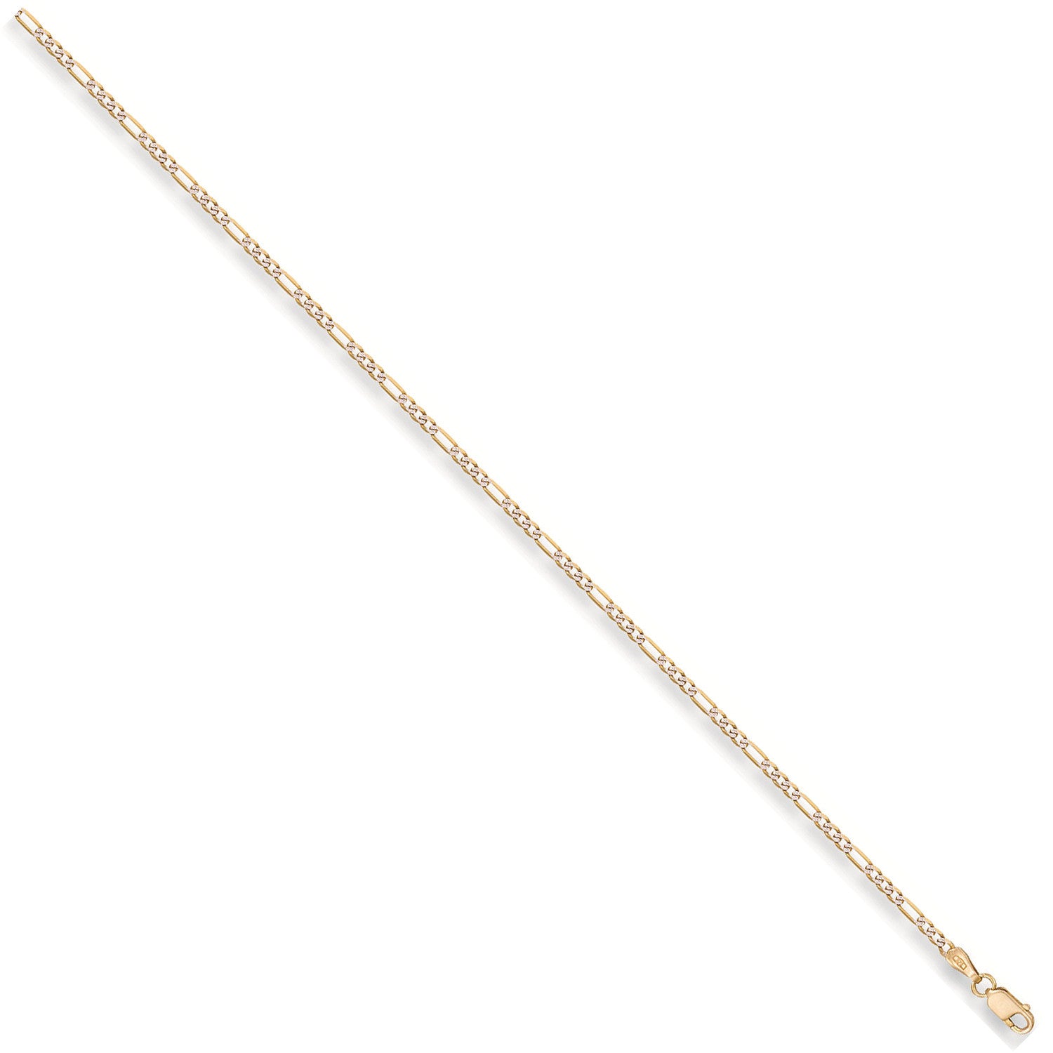 Yellow Gold Rhodium Plated 2.5mm Figaro Chain - 9ct Gold