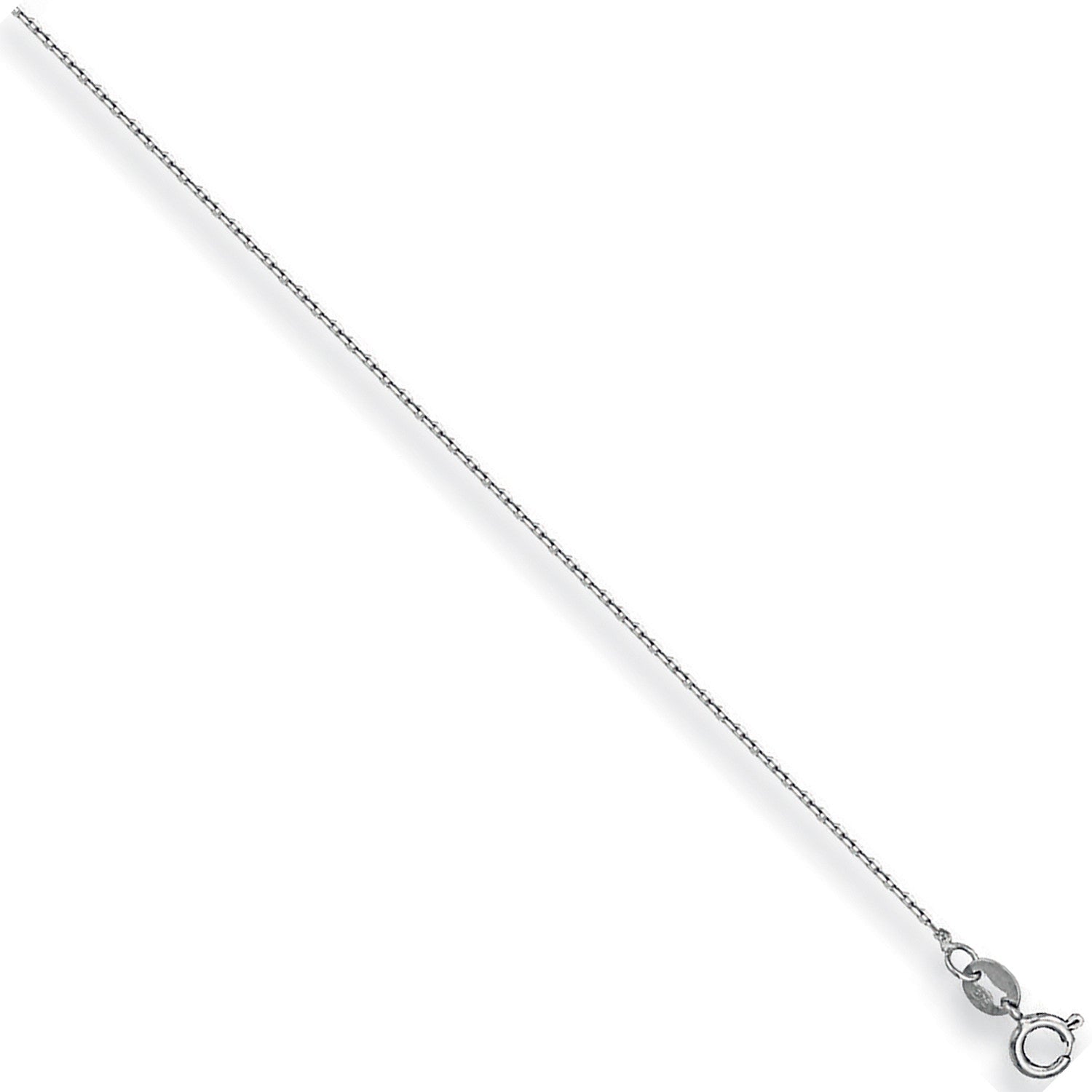 White Gold 0.8mm Diamond Cut Trace Chain - 9ct Gold
