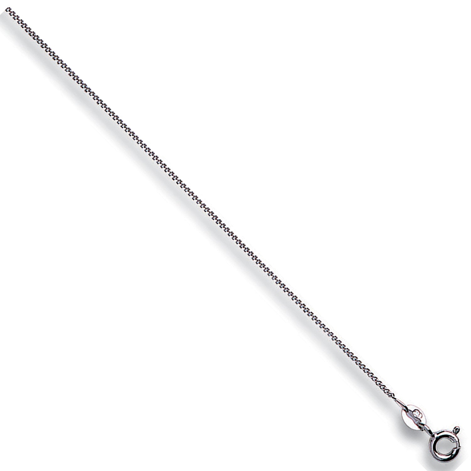 White Gold 1.1mm Traditional Classic Curb Chain - 9ct Gold