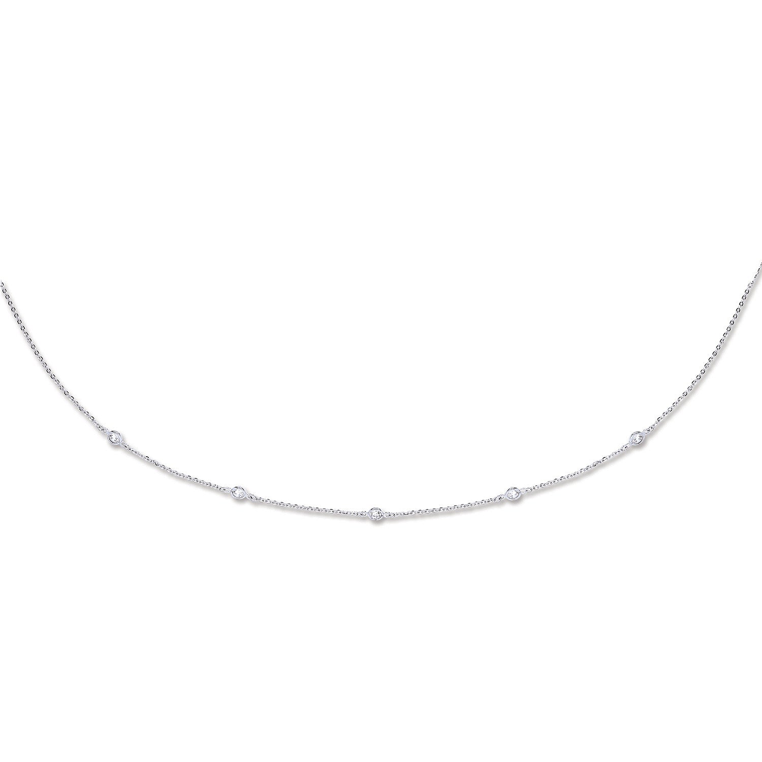 White Gold Cubic Zirconia by the Yard Cubic Zirconia Bracelet & Necklace (07", 18" & 36") - 9ct Gold