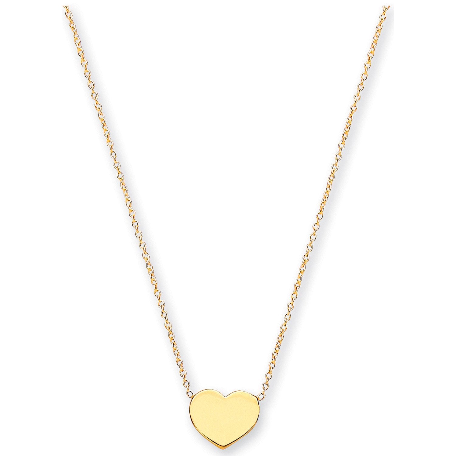 Y/G Rolo Chain with Heart, 18" Necklace