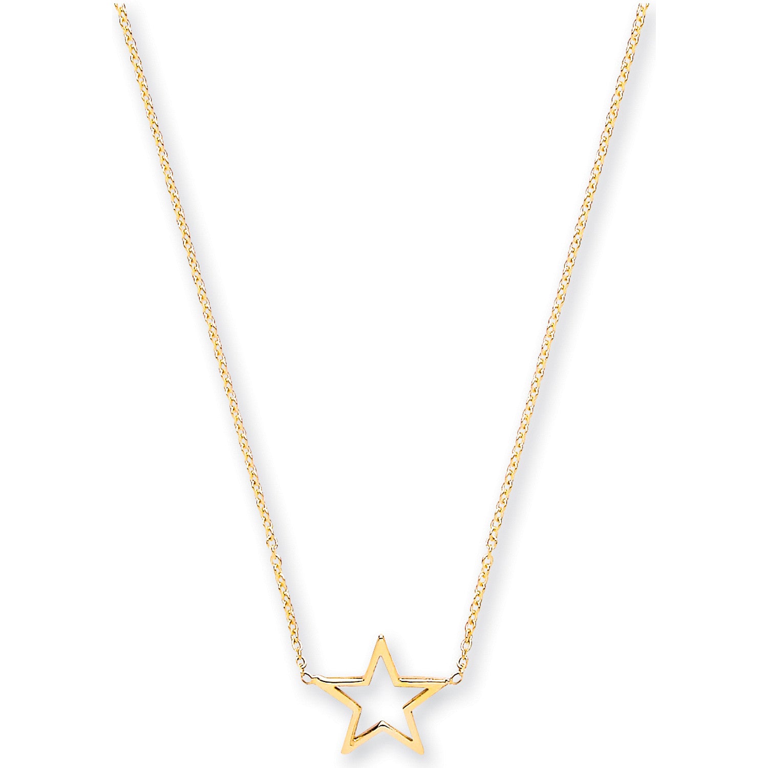 Yellow Gold Rolo Chain with Star Adjustable from 18" to 16"/17" - 9ct Gold