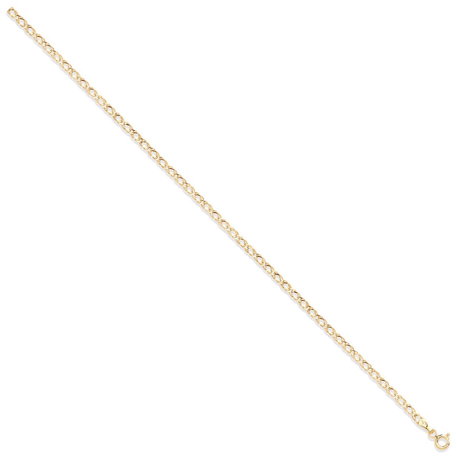 Yellow Gold 2.6mm Hollow Double Curb Chain - 9ct Gold